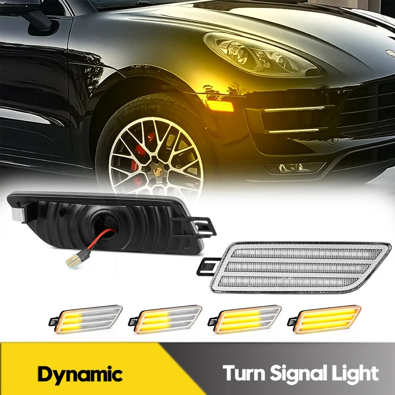 

2Pcs For Porsche Macan 95B Series 2014-2021 LED Dynamic Side Marker Lihgt Turn Signal Blinker Lamps Car Accessories