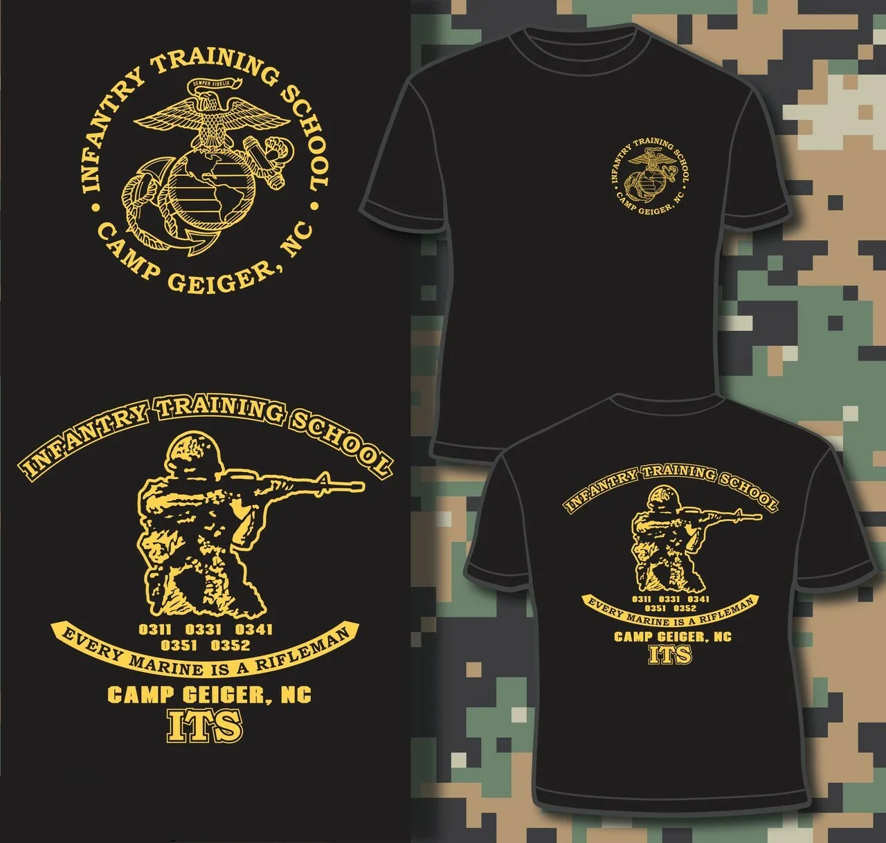 Camp Geiger, NC. US Marine Corps Infantry Training School T Shirt. Short Sleeve 100% Cotton Casual T-shirts Loose Top New S-3XL