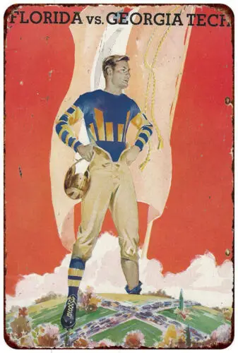 1937 Florida - Georgia Tech Football Program Reproduction metal sign