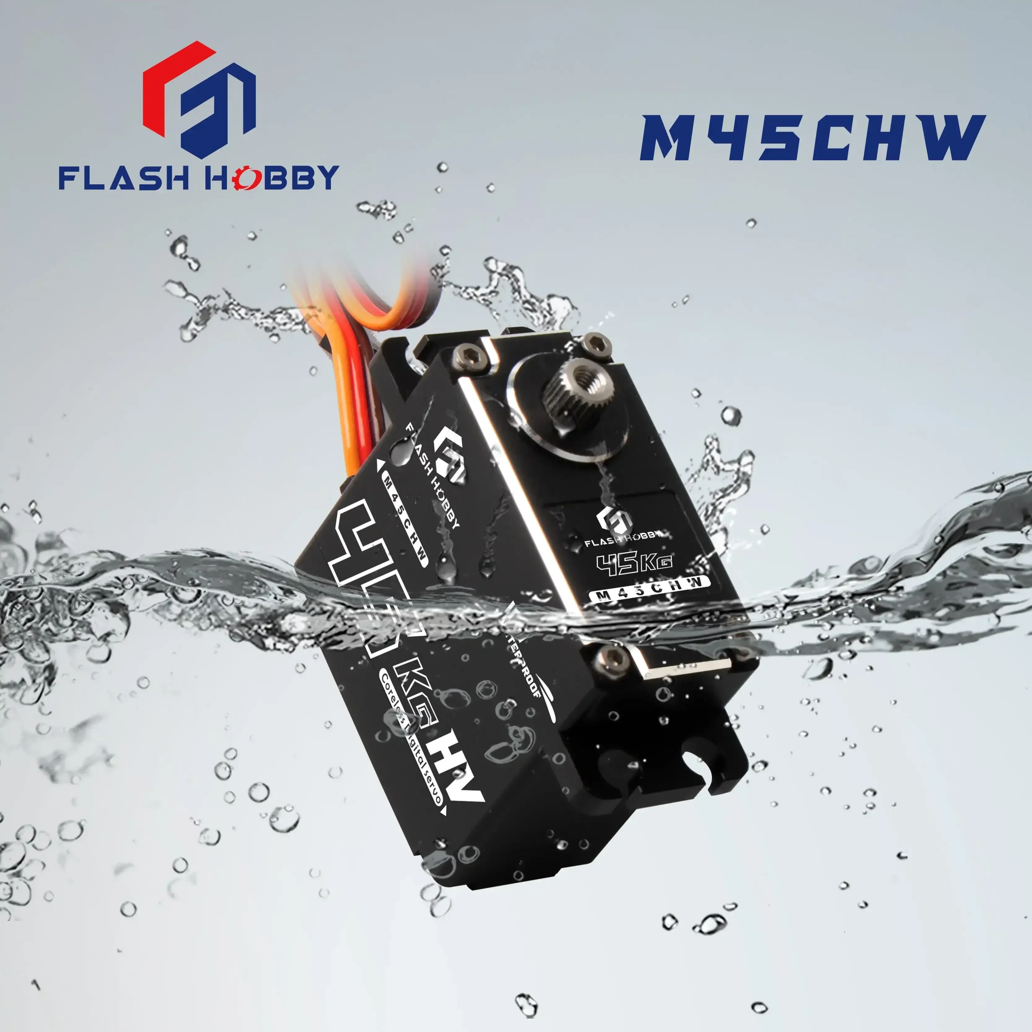 Flashhobby M45CHW 45kg Digital IP67 Waterproof Standard 180 Degree Servo for Drone UAV RC Car Robot Arm Boat Helicopter Airplane