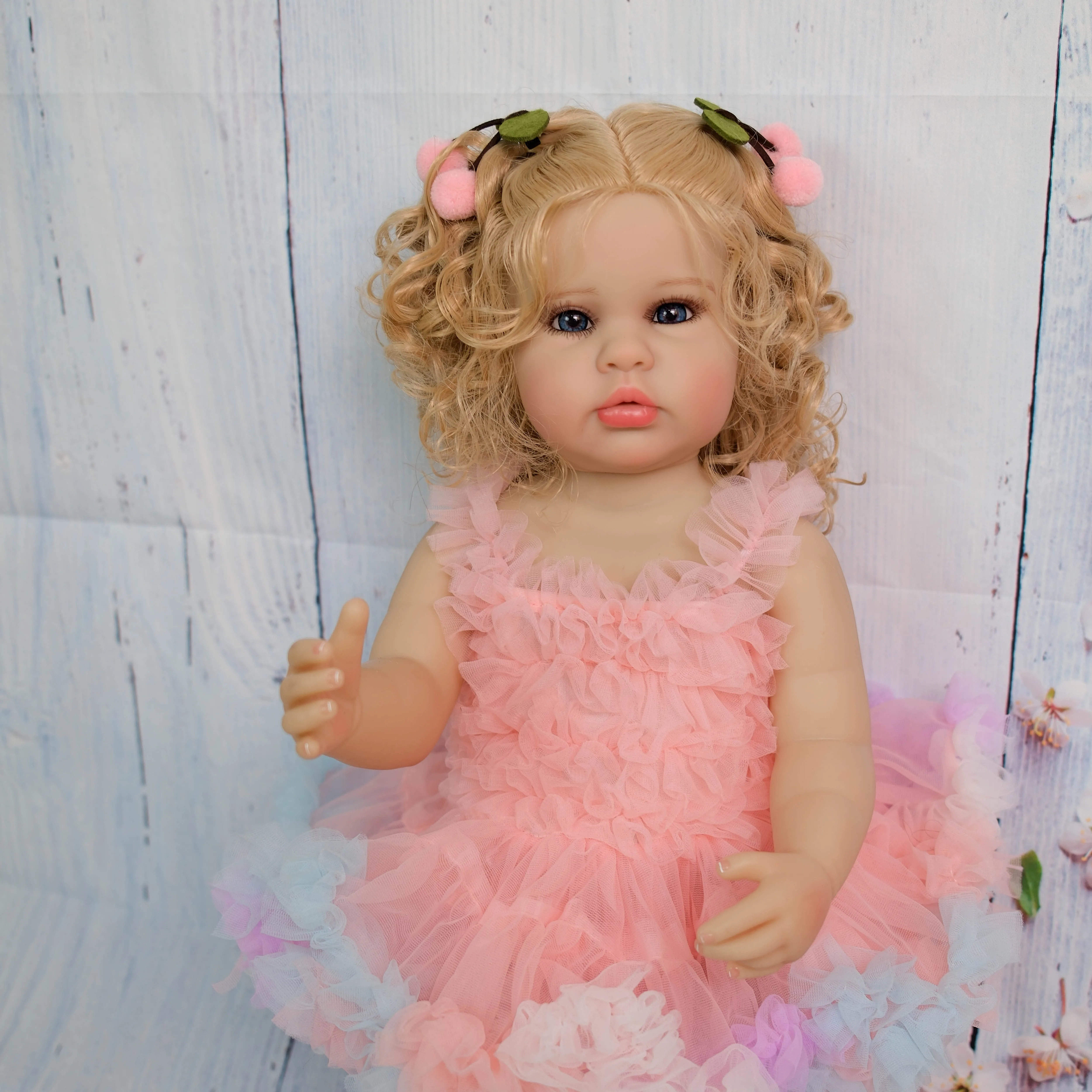 Lalka Księżniczka Ellie, 56 cm, ze sztucznymi włosami, realistyczna lalka dziewczynka, prezent na Boże Narodzenie, ładna, z prostymi nogami, kolekcjonerska