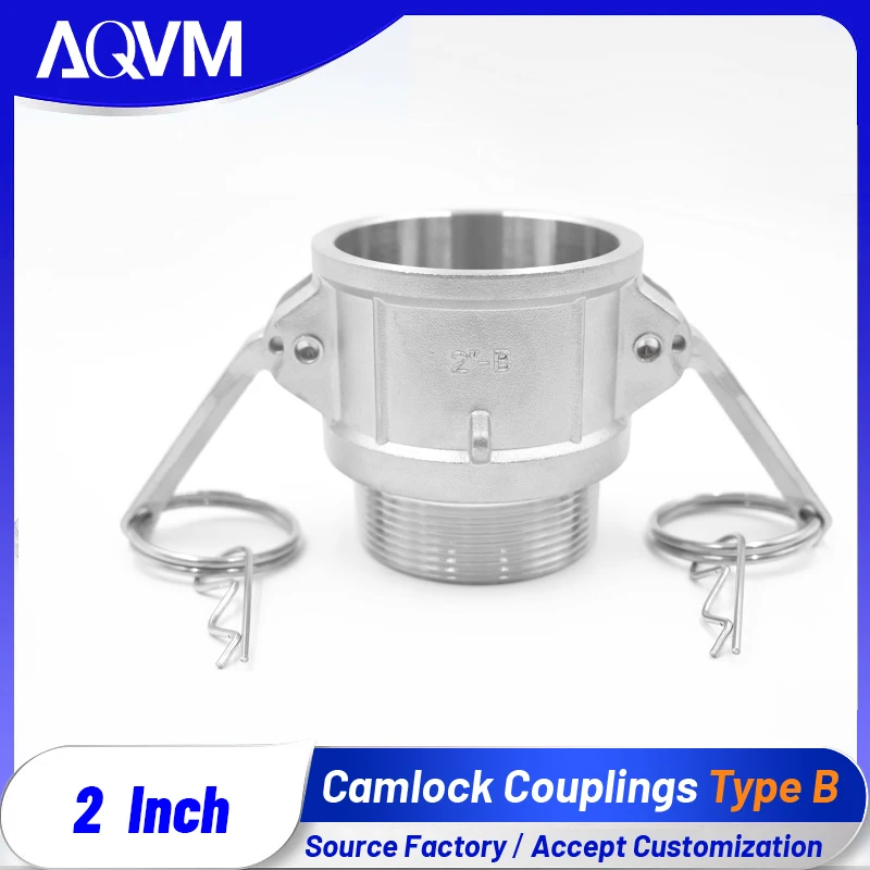 Camlock Type B DN50 2 Inch 304SS Mining Thread Coupling Heavy Duty Slurry Hydraulic Industrial Hose Adapter Screw Fittings