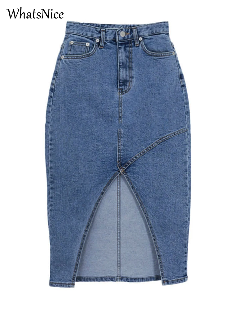 

New Korean Fashion Woman Skirts Womens Casual A-line Jean Skirt Female Girls Aesthetic Fork Asymmetry Denim Skirt Dropshipping