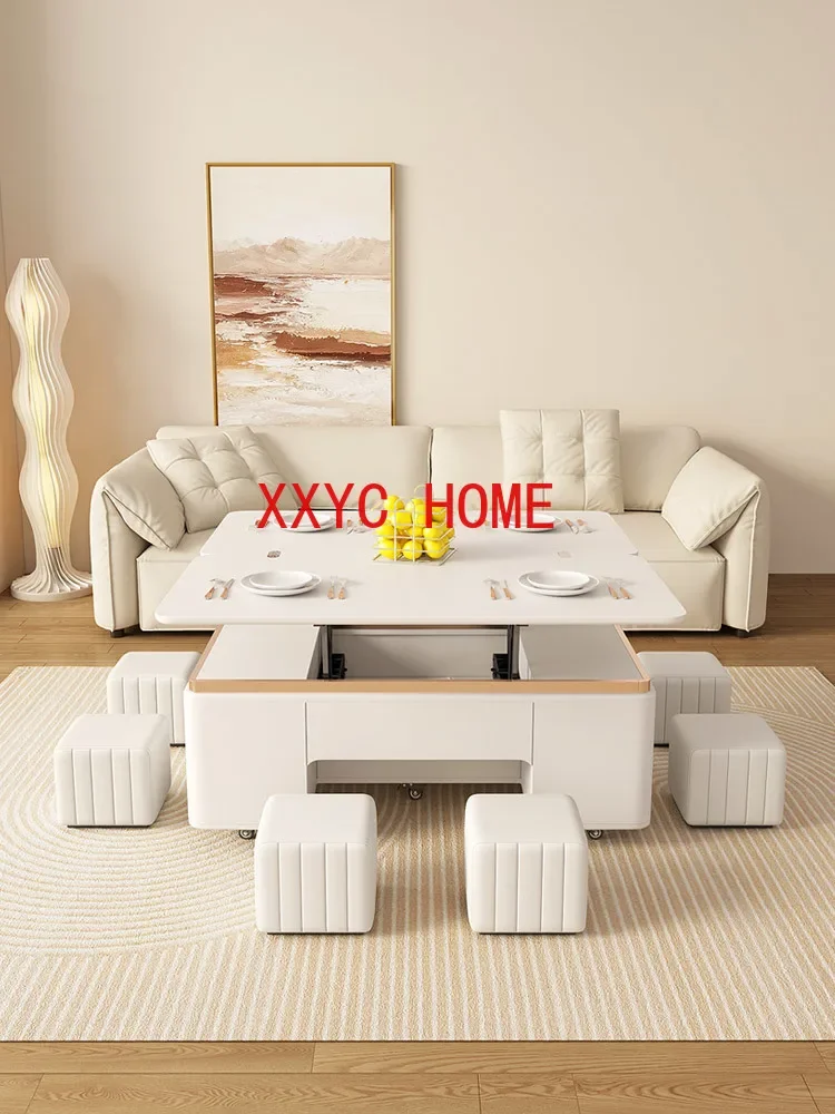Lifting Multifunctional Tea Table Home Folding Dining Table Living Room Light Luxury Modern Tea Table