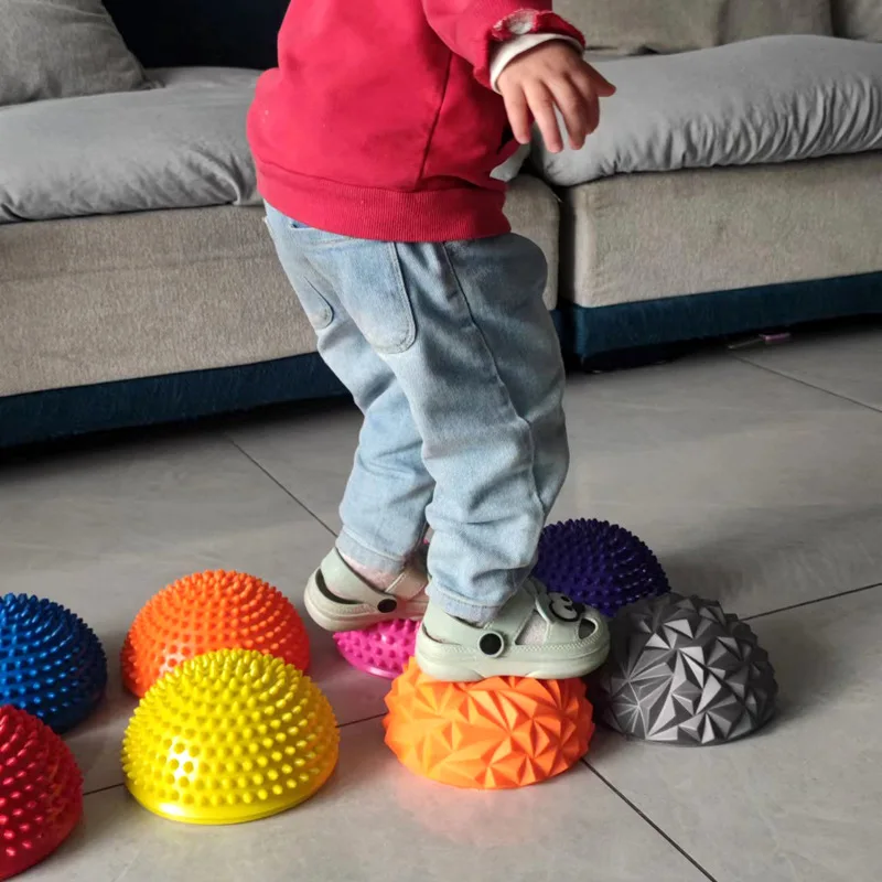 Balance Training For Kids Stepping Stones Sensory Sports Toys Children Adult Spiky Half Ball Massage Fitness Gymnastics Exercise