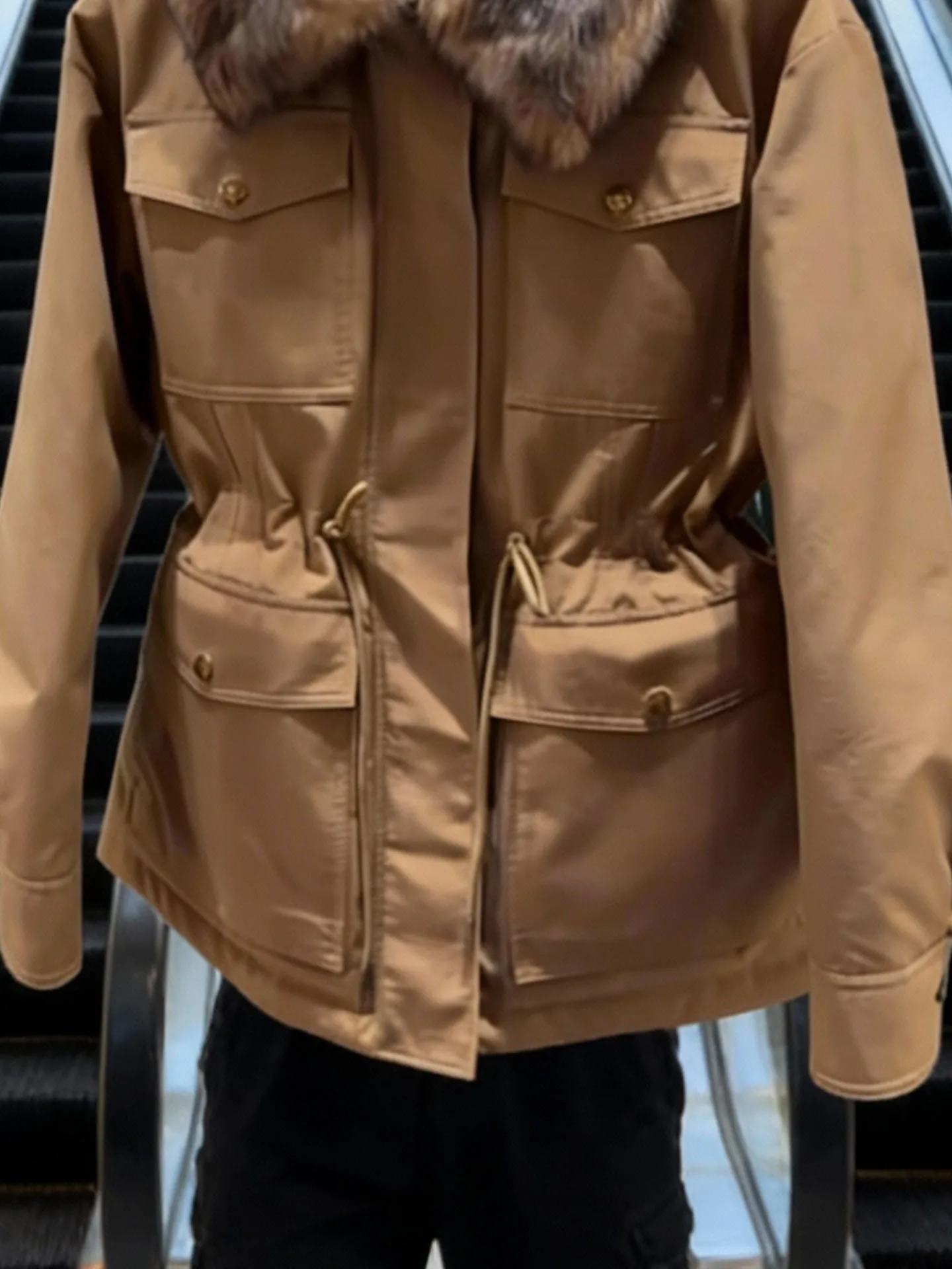 Casaco de inverno feminino cintura alta jaet du para baixo quente thiened longo sve fechamento com zíper gola de pele de comprimento médio esqui workwear