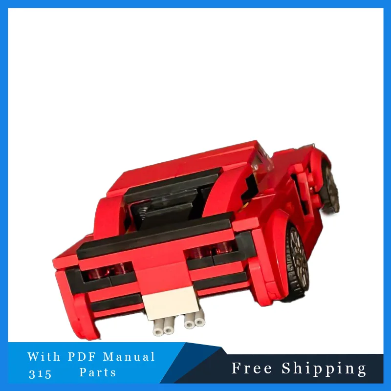 Blocs de construction modulaires de supercar de vitesse, 315 pièces, modèle MOC, voiture de sport rouge, Puzzle pour enfants, cadeau d'anniversaire et de noël