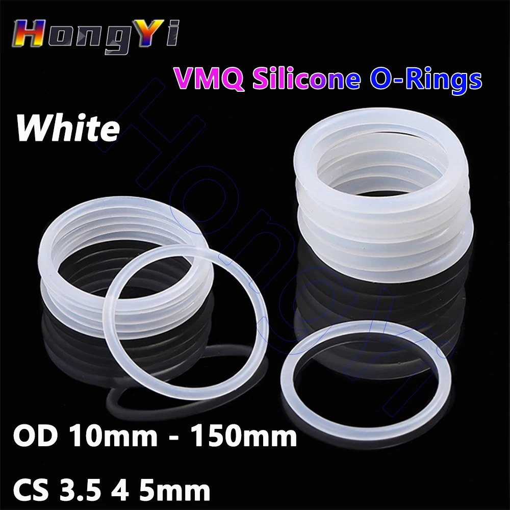 5Pcs CS 3.5 4 5mm VMQ Silicone O-Ring Gasket White Sealing Washer OD 10mm - 150mm Waterproof and Insulated