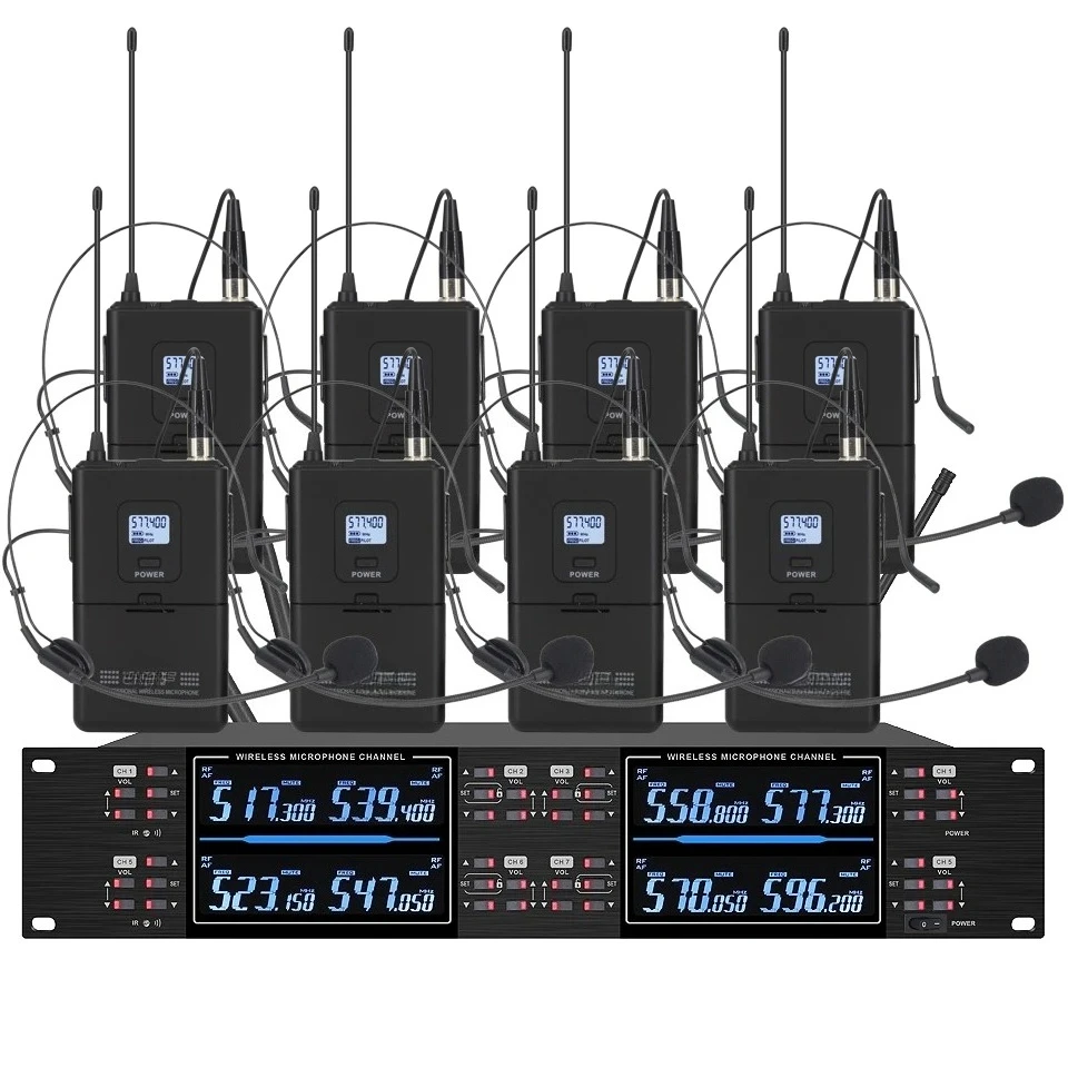 UHF High end karaoke stage performance, wedding family KTV, party professional 8-channel wireless microphone system