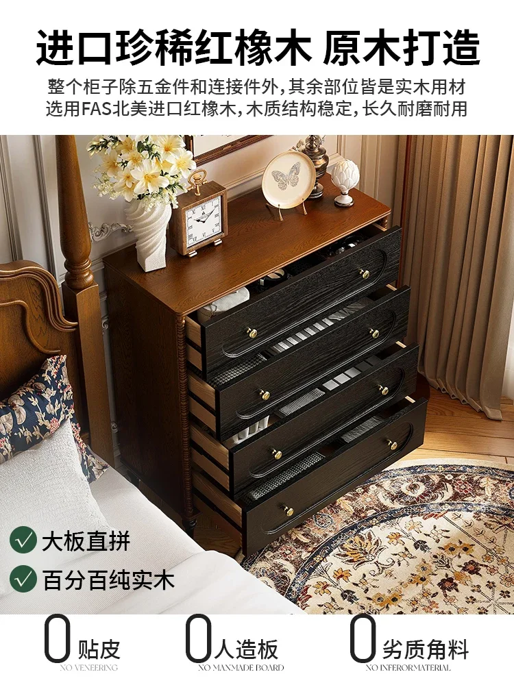 프랑스 복고풍 스타일 단단한 나무 4개의 가슴 캐비닛, 거실 침실 사물함, 가정용 입구 소파 사이드 캐비닛, TV 캐비닛