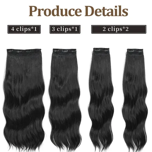 Imagen 2 del producto Extensiones de cabello con Clip Bio Body Wave, 22 pulgadas, 4 unids/lote, 220g, Clip de fibra Natural suave resistente al calor en cabello sintético