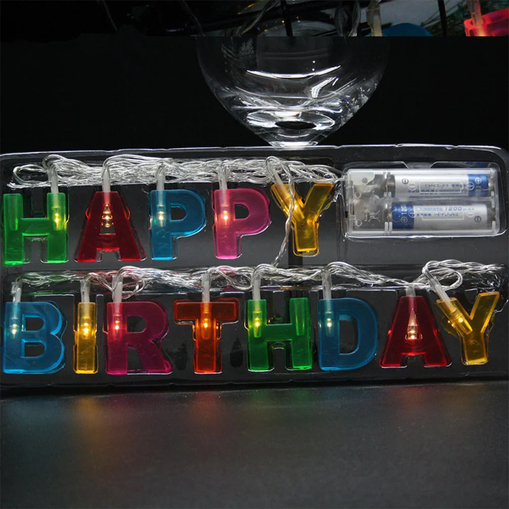 

1Pcs LED Birthday Lamp Decor 13m LED Letter String Colorful English Letters Decorative Light Low Power Consumption for Party