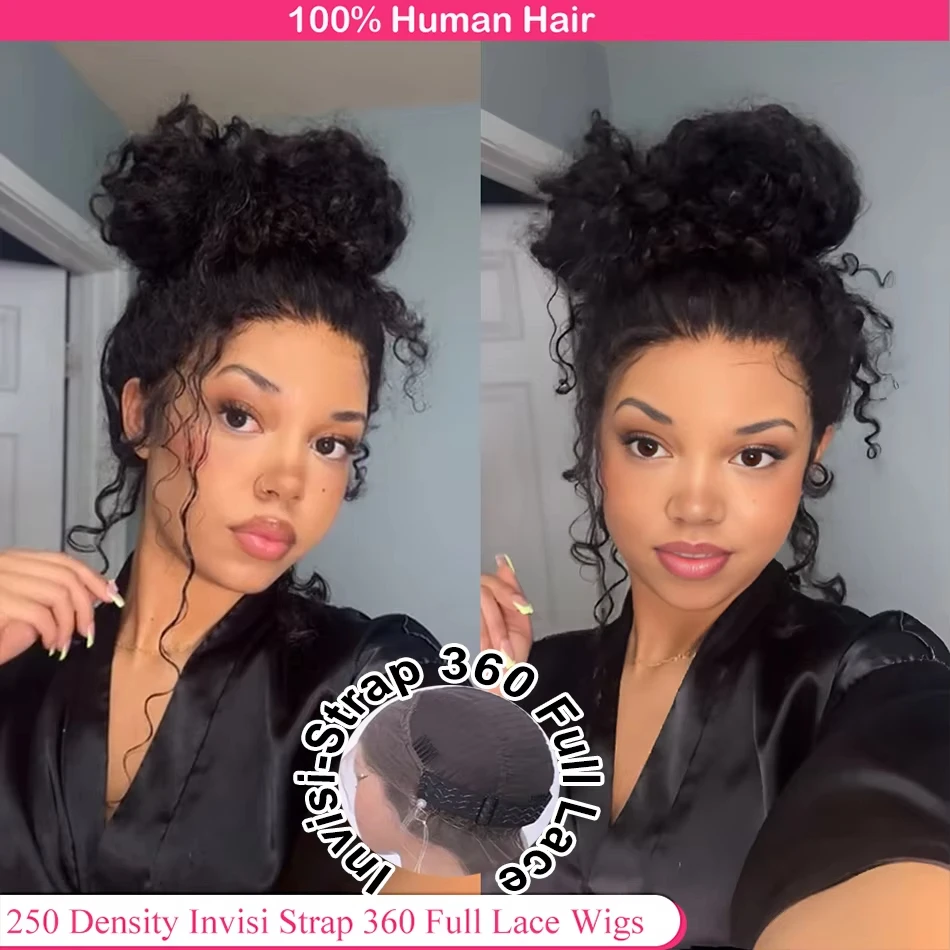 

Invisi Strap 360 Lace Frontal Wigs Human Hair Wigs Preplucked Deep Curly Wig Human Hair Pre Cut 360 Full Lace Wig