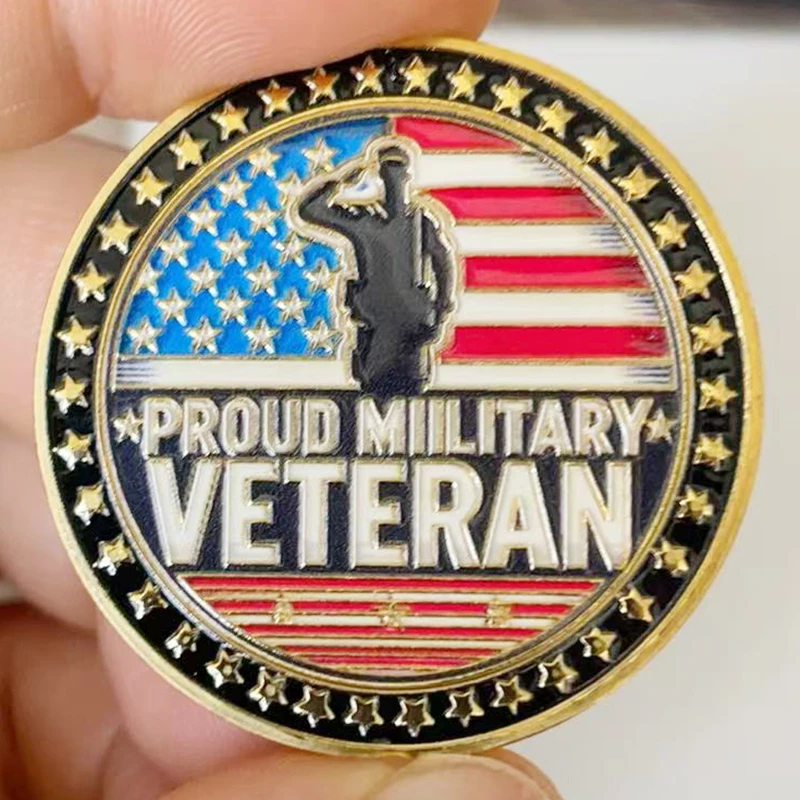 U.S. Pround Military Veterans Commemorative Coin Souvenir American Medal For Home Decorations