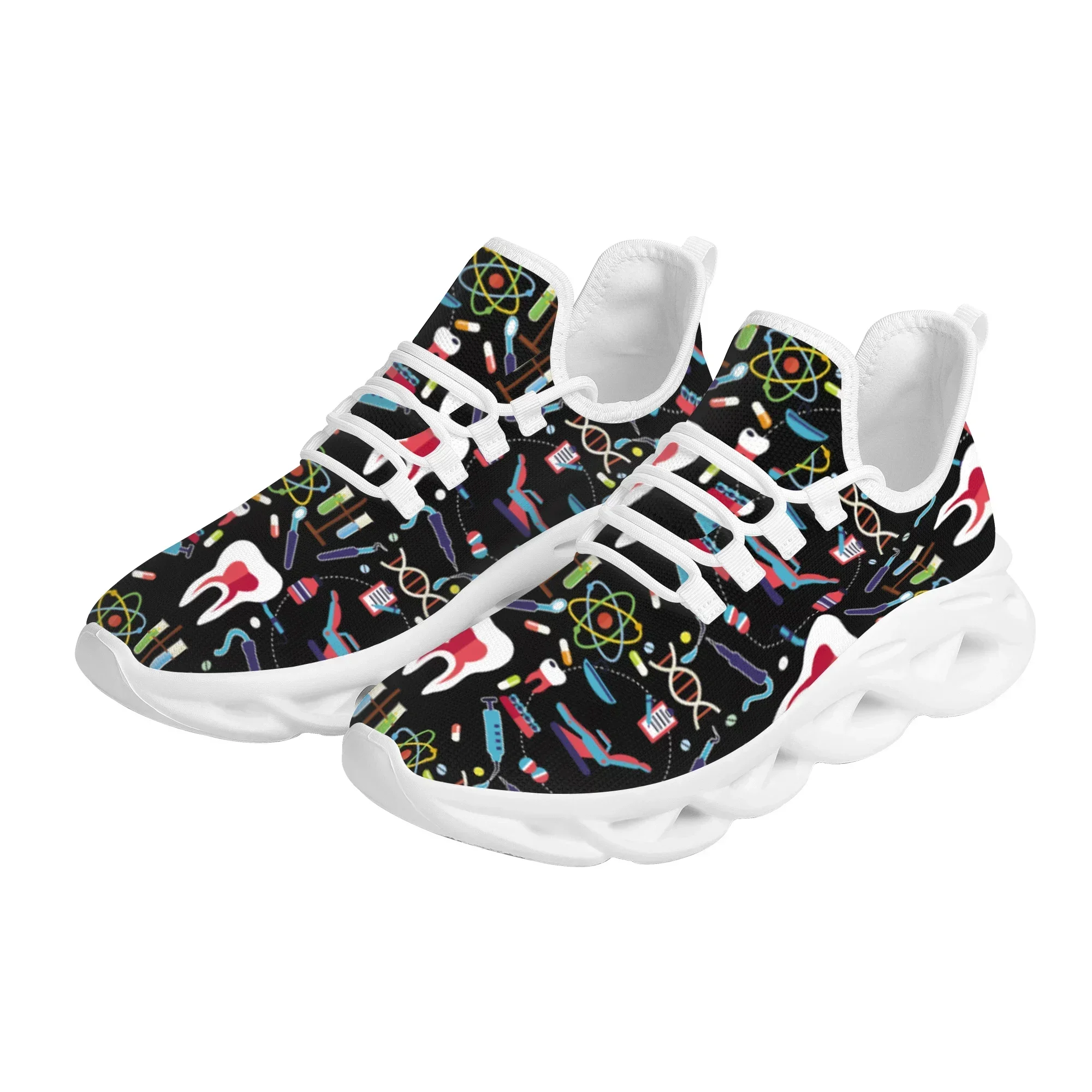 

New Spring Nurse Flat Shoes Women Cute Cartoon Nurses Printed Women's Sneakers Shoes Breath Mesh Flats Zapatos De Mujer