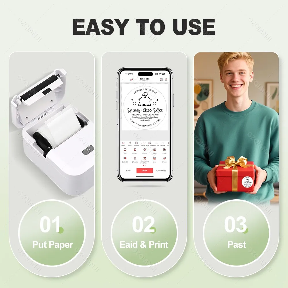 20-50mm X2 Portable Thermal Label Printer Wireless Sticker Printer For Home Adhesive Label Maker Compatible With iOS & Android