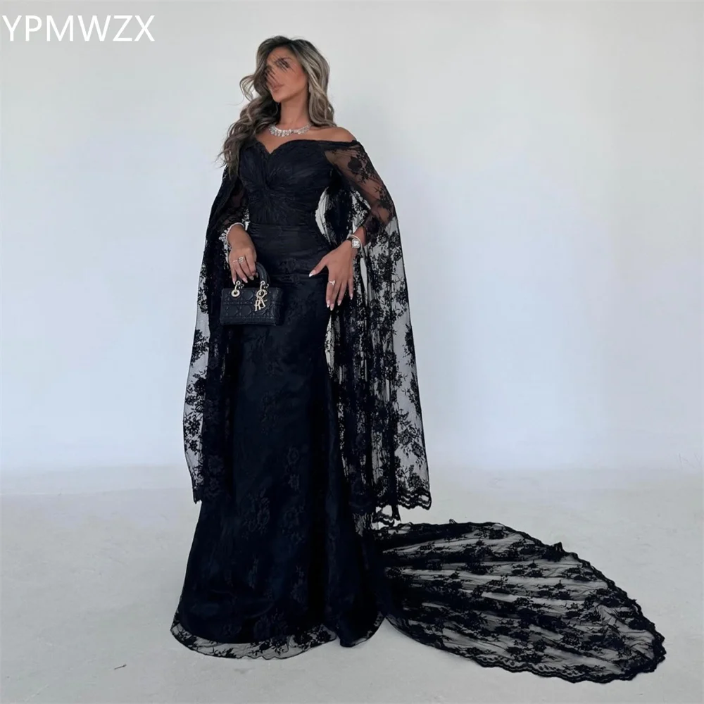 

Customized Women Party Dress Occasion Prom Gown Evening YPMWZX Off-the-shoulder Mermaid Floor Length Skirts Layered Lace Bespoke