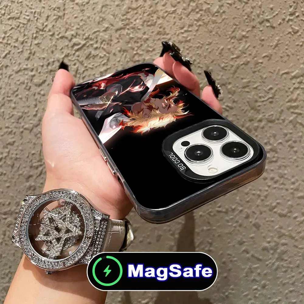 Demon Slayer Rengoku Phone Case for iPhone 16 15 14 13 12 11 Pro Max Plus MagSafe Translucent Colour Printing Luxury Pretty