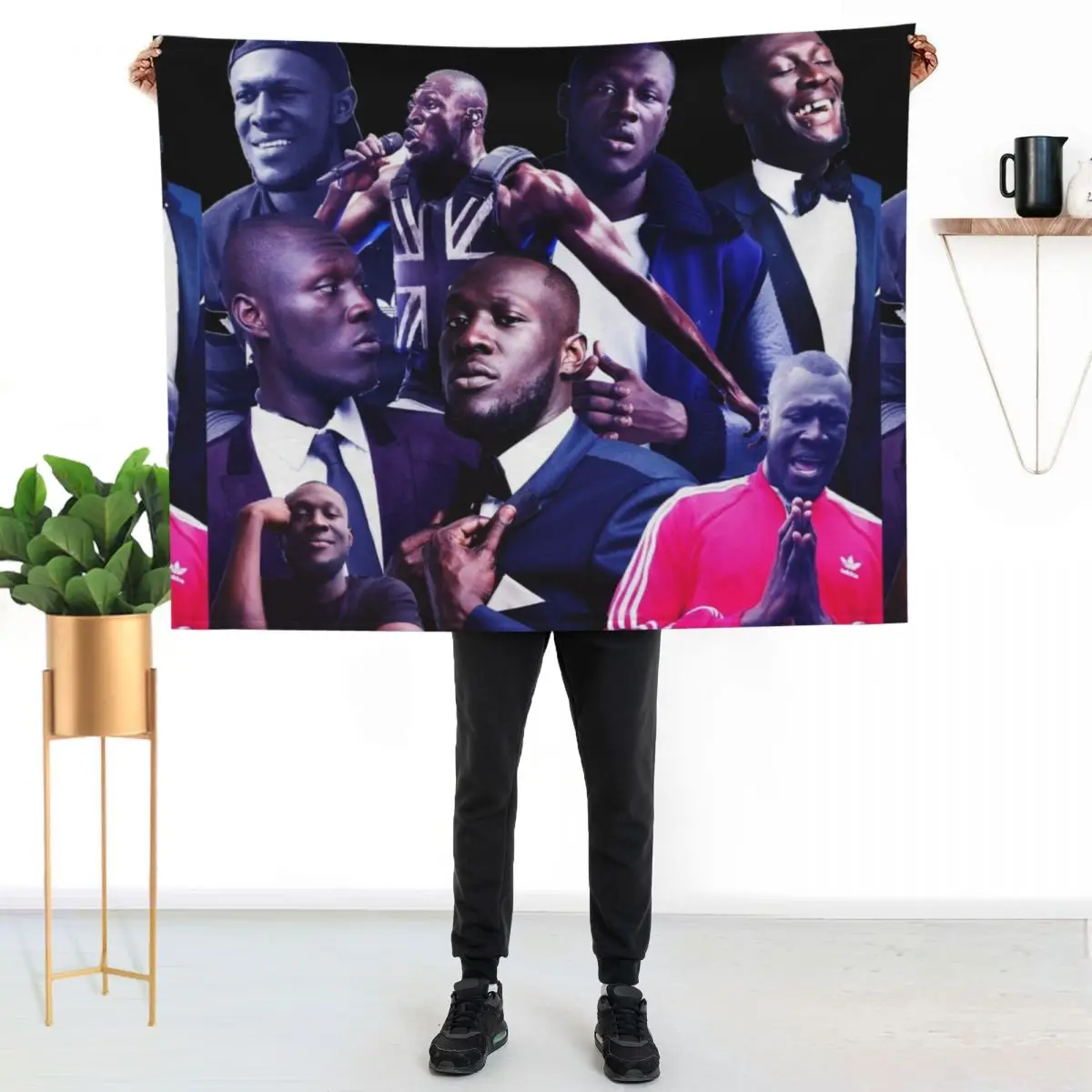 Stormzy uk rapper collage poster design 2021 Throw Blanket Cozy Home Blanket Gift for Christmas Holiday