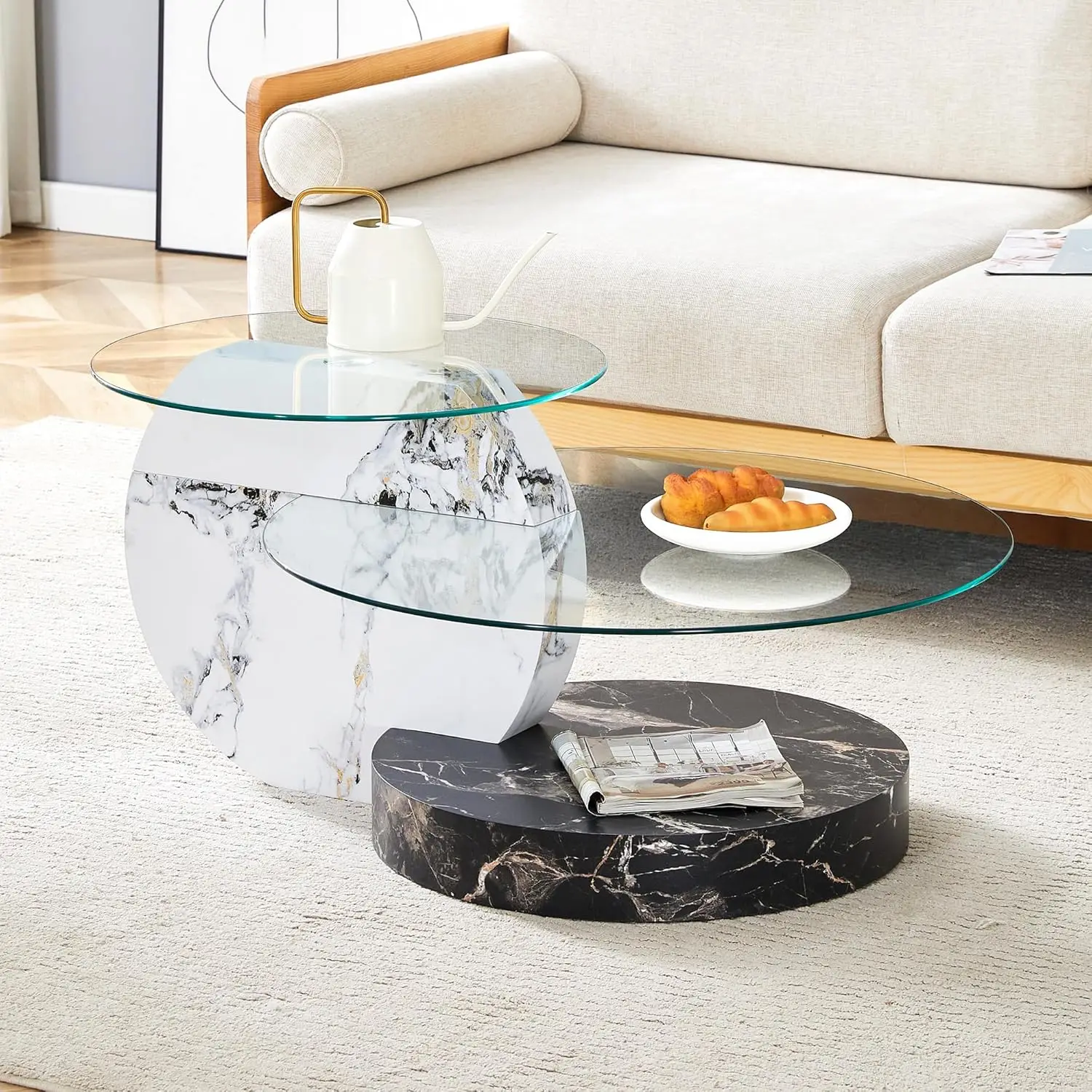 Glass Coffee Tables Round Coffee Tables For Living Room Modern 3 Tier Round Table Circle Coffee Table For Small Space Home