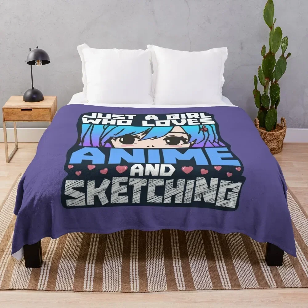 

Just a girl who loves anime and sketching Throw Blanket Cozy Light Blanket for Travel Camping Picnic