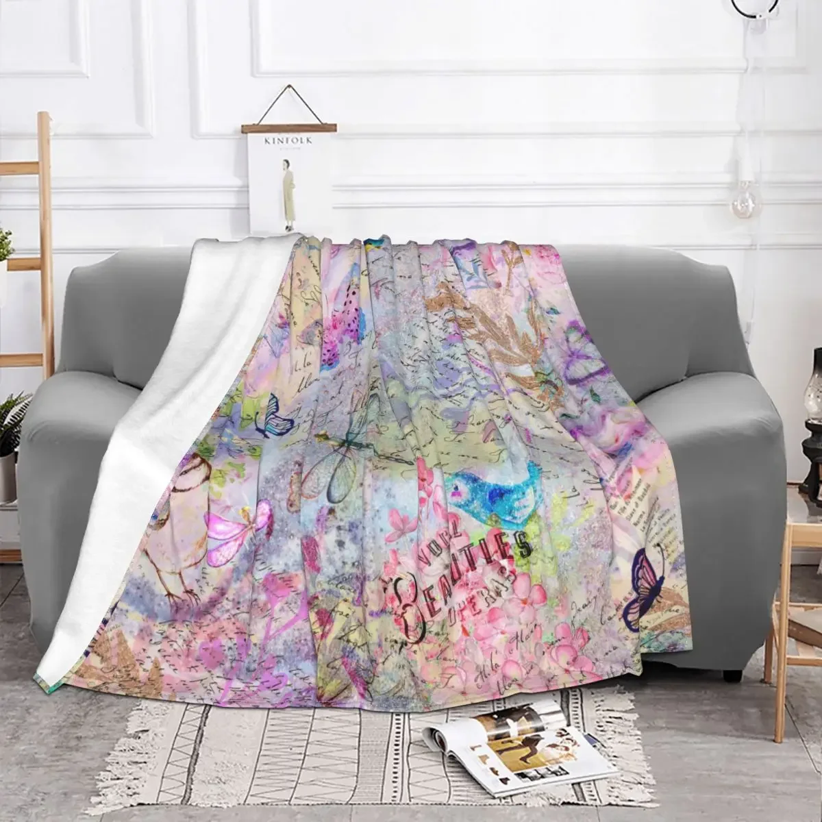

Dragonfly Plaid Baby Blanket Sofa Cover Flannel All Season Colorful Warm Multi-function Throw for Bed Couch Plush Thin Quilt