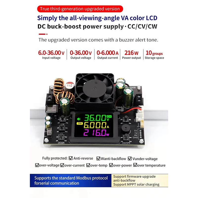 AY14 -XY3606B 216W Adjustable Voltage Regulator Power Supply+IR Kit DC Buck Boost Converter Voltage/Current Step-Down Module