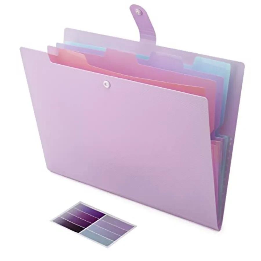 

Colorful Eing File Folder 5 Pots Folder with Colored Labels Portable Weave Pattern Accordion File Folder A4 Letter Size Project