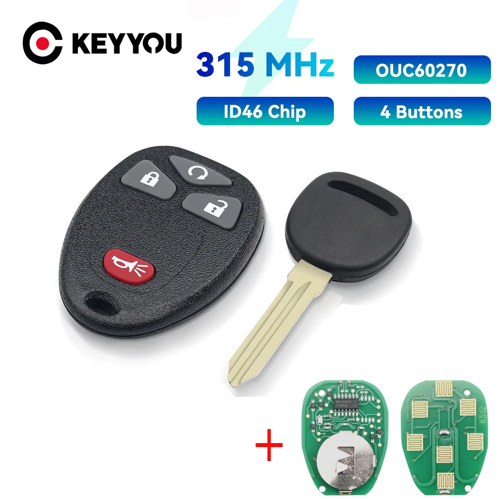 

For GMC Sierra 1500 2500 Acadia Chevrolet Avalanche Buick Enclave OUC60270 315Mhz Keyless Entry Remote Control ID46 Transmitter