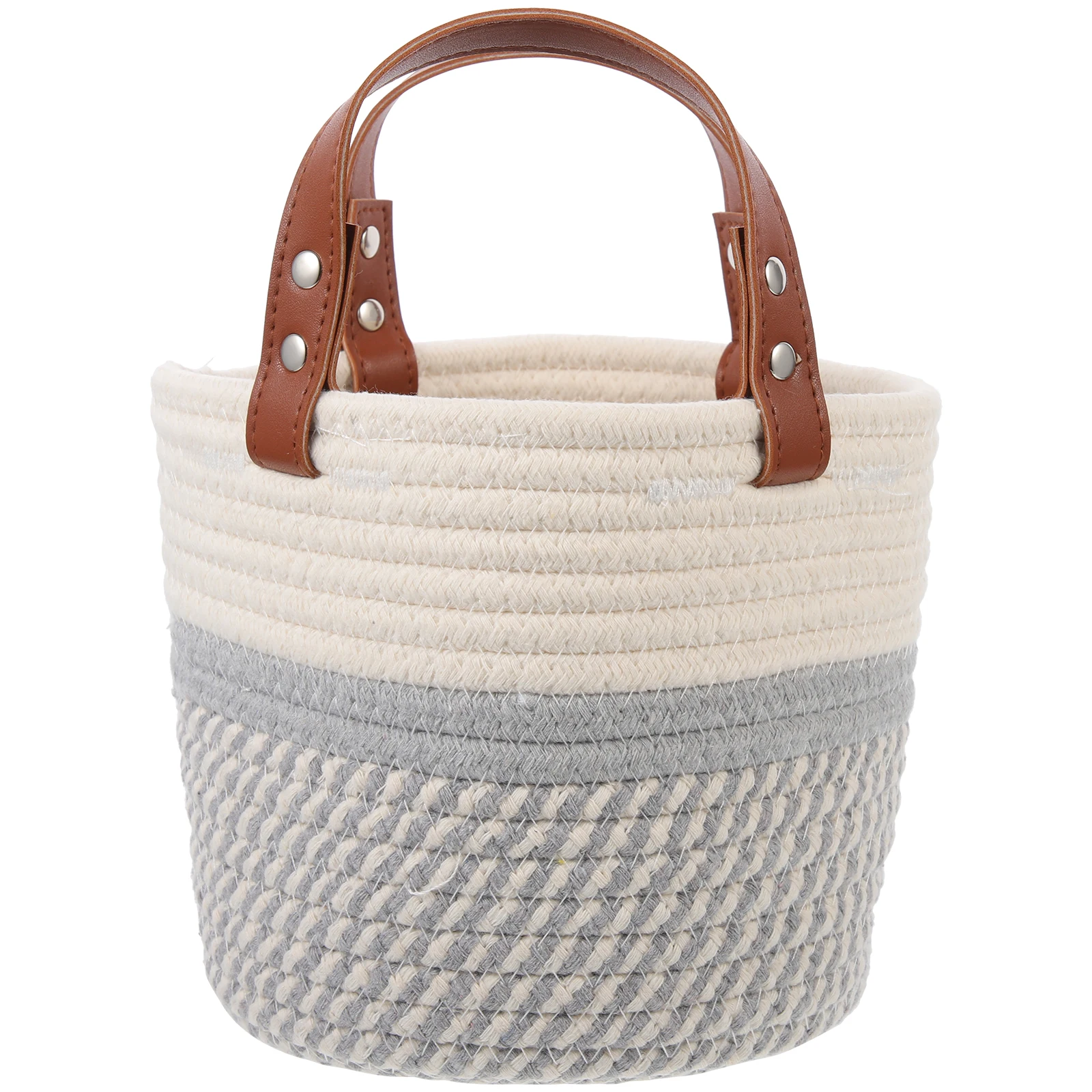 

Desktop Storage Cotton Woven Small Rope Handle for Home Office Small Storage Baskets Organization