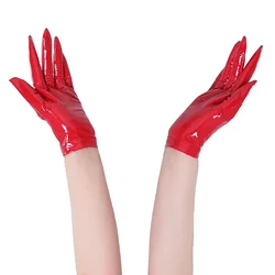 Gants en similicuir PU courts élastiques pour femmes, mitaines Wetlook sexy, punk, fétiche, wlwear, Hot 7.0, catsuit, cosplay, lingerie