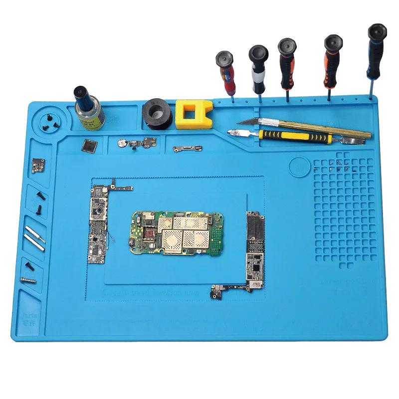 Maintenance Magnetic Silicone Pad Sorted Slot Heat Insulation Anti-slip Soldering Iron Repairing Phone Laptop PC Watch 390x270mm