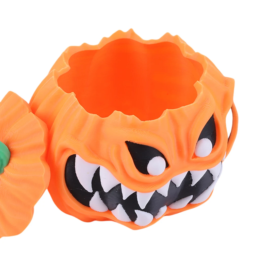 3D Printed Pumpkin Bowl with Lid 3D Printed Halloween Pumpkin Decorative Halloween Pumpkin Bowl Scary for Halloween Decoration