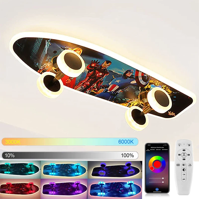 Kids Bedroom Light Ceiling Light, Dimmable Led Children Ceiling Lamp APP/RGB Modern Led Chandeliers for Kids Room Living Room