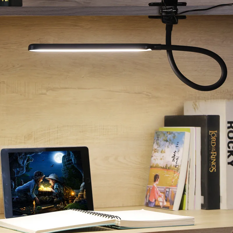 LED Adjustable Table Lamp USB 3 Colors Eye Protection Study Night Lamps Clip On Dimmable for Home Office  Reading Led Desk Lamps image 6