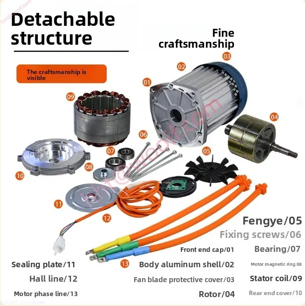 Passenger Electric Tricycle Four-hole Single Keyway Motor High Power DC Brushless Motor  60V 72V 1200W 1500W 1800W 2000W 2200W
