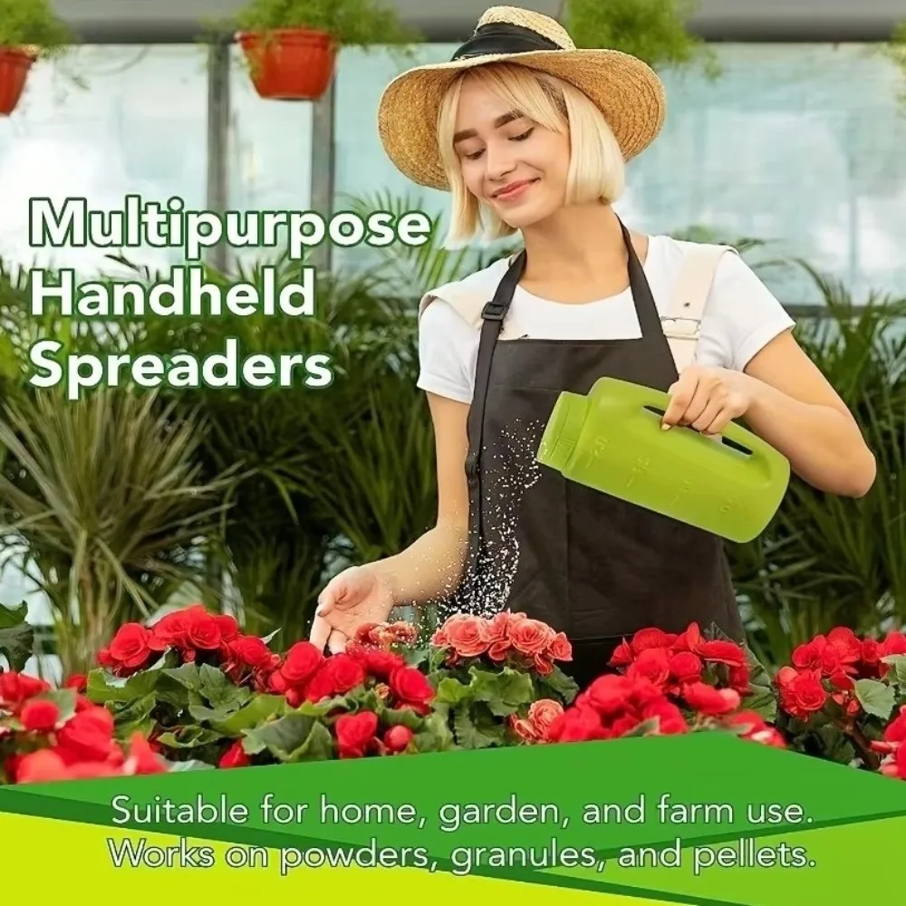 

Large Capacity Handheld Spreaders Portable with Shovel Salt Spreader Adjustable Multiple Opening Sizes Fertilizer Spreaders