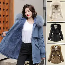 Winter Jacket 2024 New Women Parka Clothes Long Coat Wool Liner Hooded Jacket Fur Collar Thick Warm Snow Wear Fashion Parka