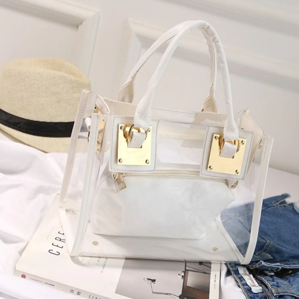 

Casual Summer Clear Totes Bags Transparent Clutch Purse Women Handbags PVC Crossbody Shoulder Messenger Bag Girls Gift