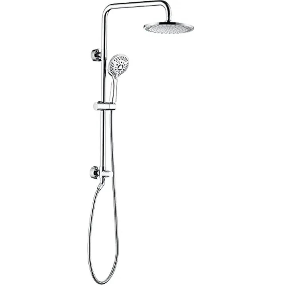 Adjustable Height Rainfall Shower Head System with 5 Spray Settings 9 Inch Rain Shower Head and Handheld Shower Head Solid Brass