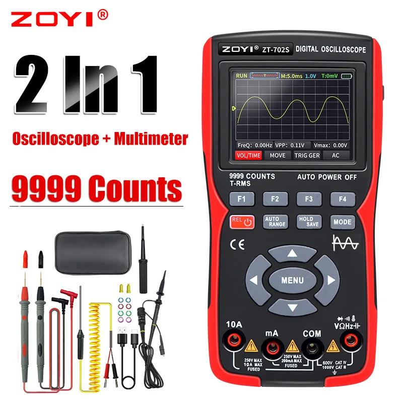 osciloscopio digital multimetro 9999 contagens medidor multimetro 48 m s armazenamento de dados de forma de onda e zt y e um multimetro zt 702s em 01