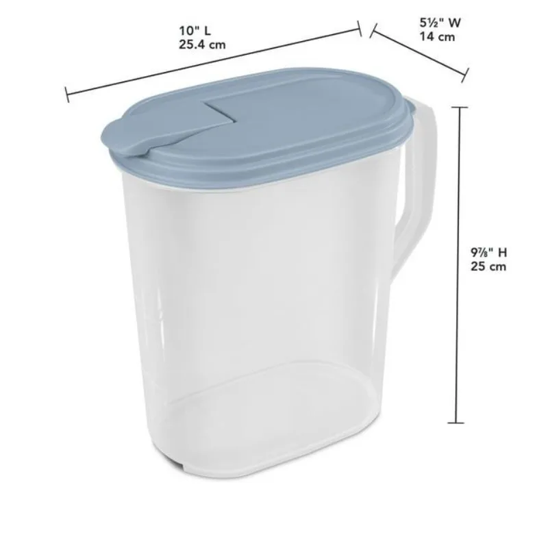 

4 Pack 1 Gallon Clear Plastic Pitcher Light Blue Flip-top Spout Reusable for Drinks or Storage