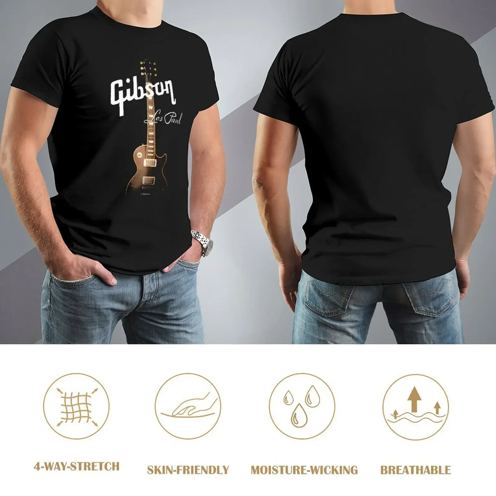 Cool Gibson Guitar T Shirts Graphic Tee Mens Gibson T-shirts Rock Grunge Music Lover Tshirts Hipster Tops Hip Hop Casual Tops