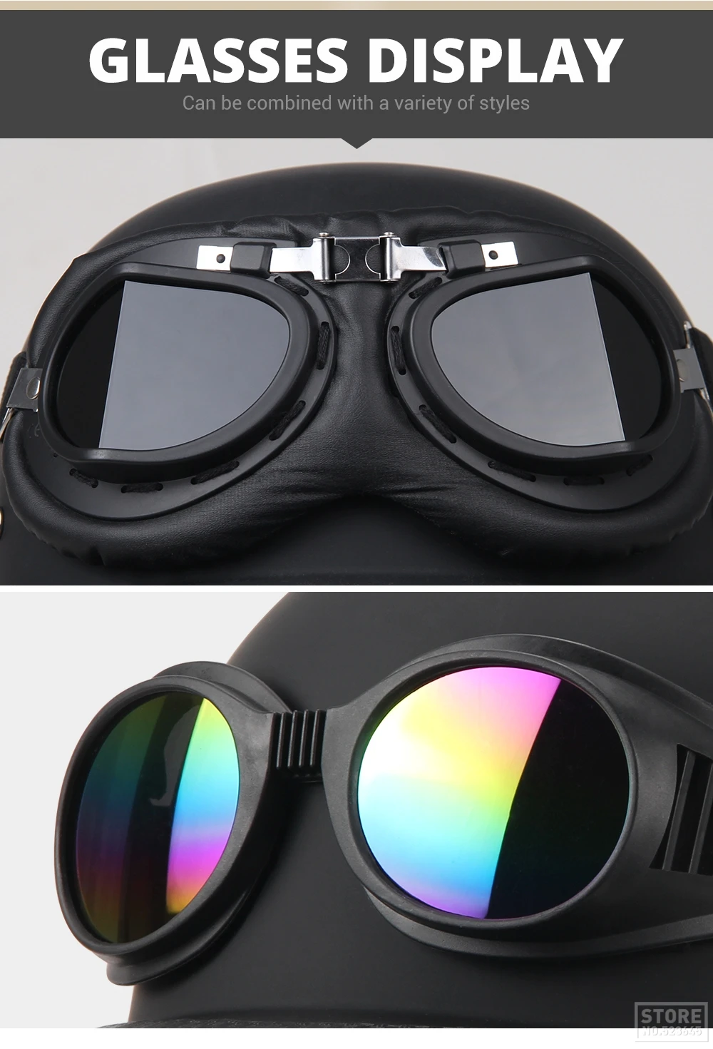 Motorrad Halbhelm Deutscher Leder Vintage Helm Casco Moto Motorrad Jethelm Biker Pilot DOT Zertifizierung S-XXL – Detail 7