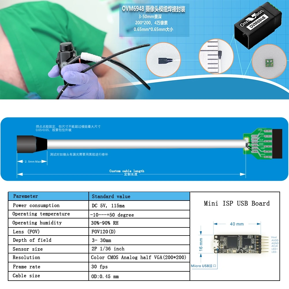 ovm6946 Endoscope Module inspect  With braidd tube For endoscopy