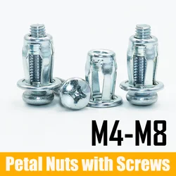 20x Petal Shape Rivet Nut Screw Bolt Expansion Metal Rivetnut Panel for License Wall Curtain Plate Clamp Lock Jack Nuts Screws