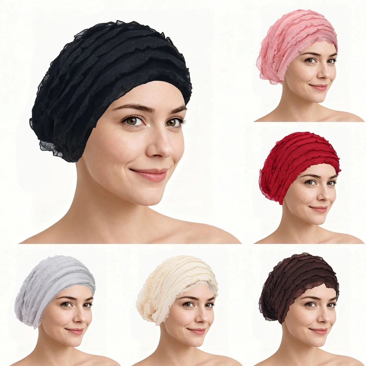 

Muslim Fashion Crinkle Women Hijabs Solid Color Turban Bonnet Head Wraps Soft Elastic Hijab Hats Chemo Cap For Ladies Girls