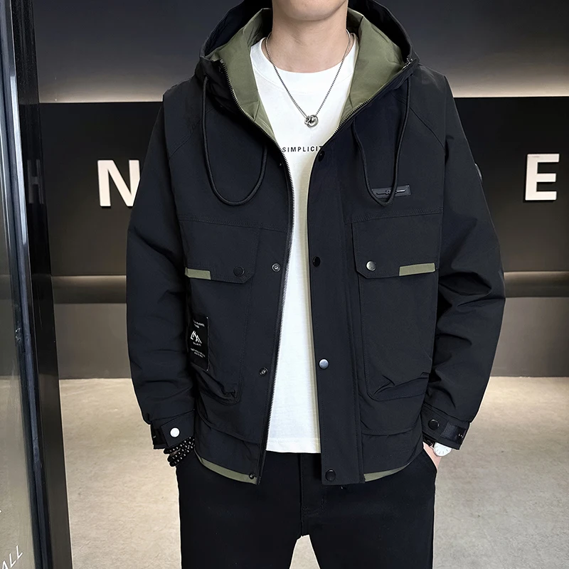 

Men's Jaet Spring Autumn Heavy Du Workwear Hooded High End Windbreaker Casual Outdoor Sle Polyester Fiber Long Sve Z...