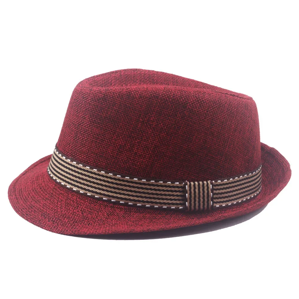 Parent-child Spring&Summer British Style Linen Jazz Hat Men\'s Gentleman Top Hat