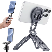 Aluminum Magnetic Selfie Stick Tripod w Arca Plate 1/4-20 Cold Shoe Desktop Phone Tripod Mount for Magsafe Iphone 15 14 Samsung